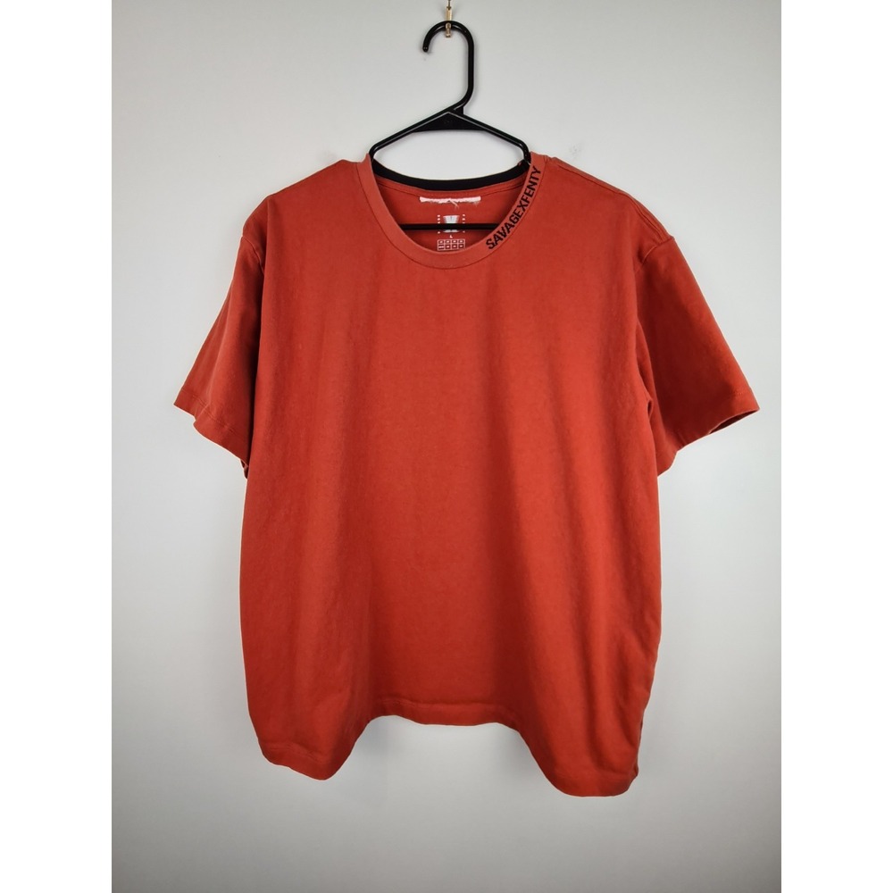 Savage X Fenty Men's Grille Graphic Heavy Jersey L Tee Orange Cotton Crew Shirt